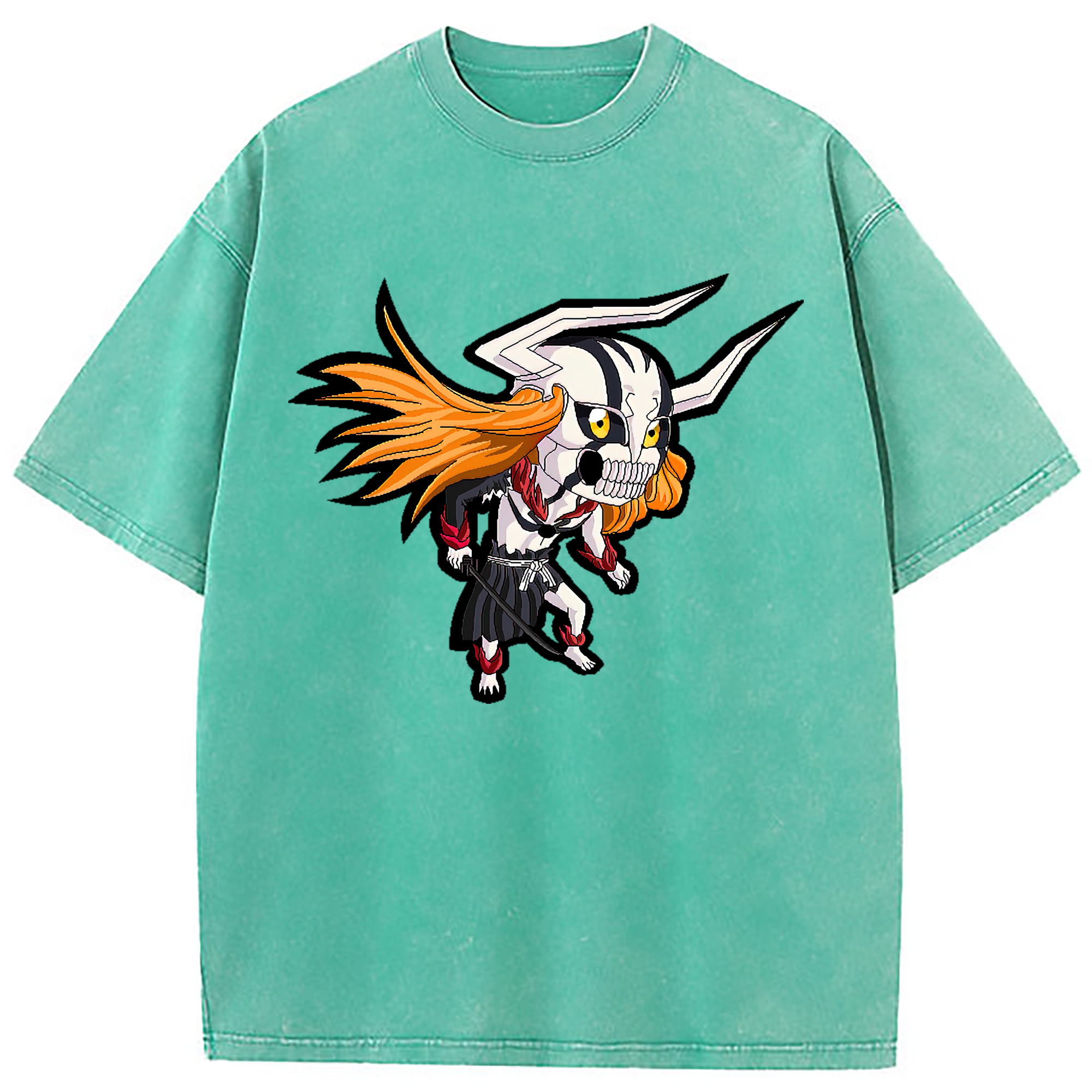 （画像用） ブリーチ 黒崎一護（くろさき いちご）BLEACH Kurosaki Ichigo 綿100% ヴィンテージ風 半袖Tシャツ（フロントプリント）